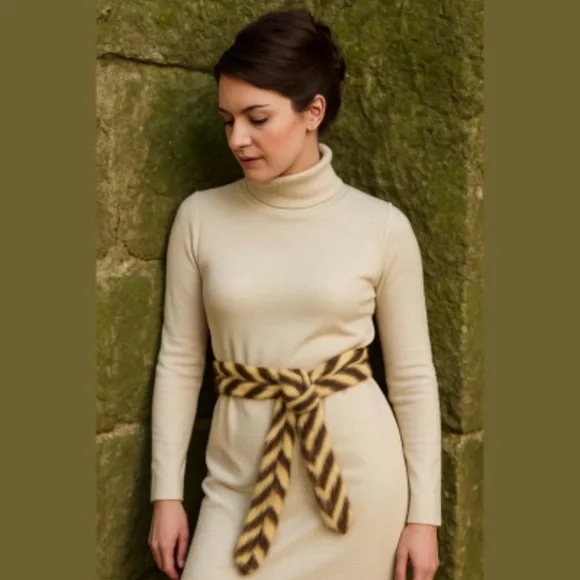 50s MINK FUR CHEVRON BUTTERY CREAM & TAUPE MCM SCARF OR BELT  display picture 3